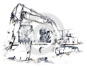 Excavator illustration color isolated funny artowkr for design