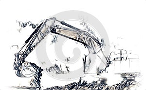 Excavator illustration color isolated funny artowkr for design