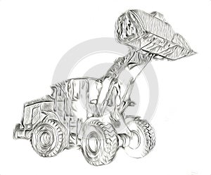 Excavator illustration color isolated funny artowkr for design