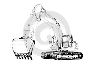 Excavator illustration isolated art drawing