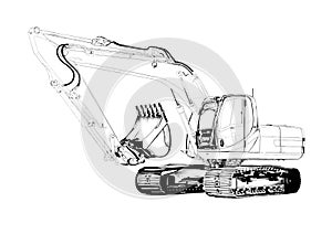 Excavator illustration isolated art drawing