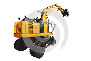 Excavator loader and bucket with clipping path isolated over white background