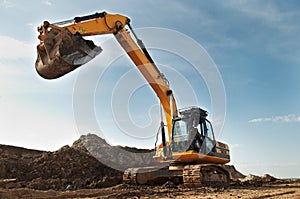 Excavator loader in construction