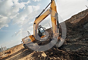 Excavator loader in construction