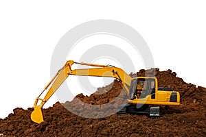 Excavator loader is digging in the construction site work.