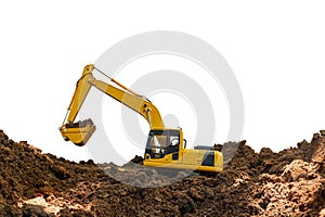 Excavator loader is digging in the construction site work.