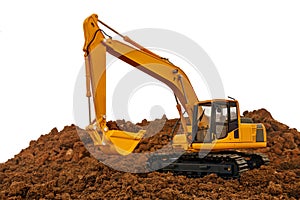 Excavator loader is digging in the construction site work.