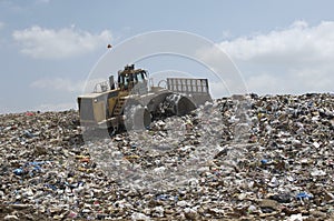 Excavator Loader At Dumping Ground photo