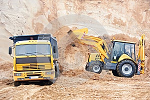 Excavator Loader at earth moving works