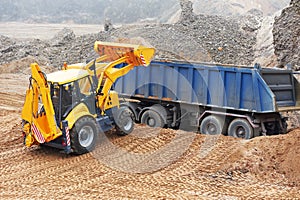 Excavator Loader at earth moving works