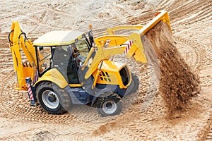 Excavator Loader at earth moving works