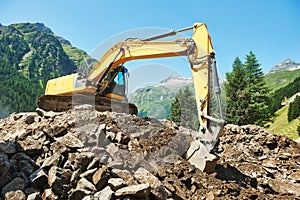 Excavator loader machine at construction site