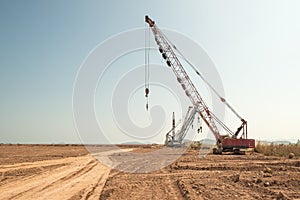 Excavator loader machine during earthmoving