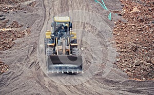 excavator loader machine during earthmoving works