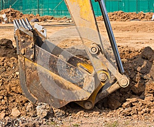 Excavator loader machine during works outdoor