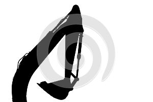 Excavator loader silhouette isolated on white background on left