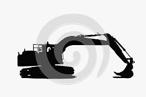 Excavator loader silhouette on white background