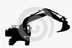 Excavator loader silhouette on white background