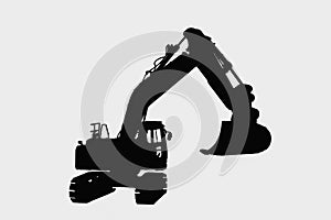 Excavator loader silhouette on white background