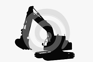 Excavator loader silhouette on white background