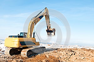 Excavator loader at winter works