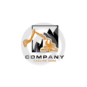 Excavator logo design vector template.