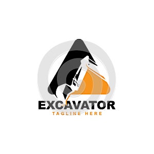 Excavator logo design vector template.backhoe symbol