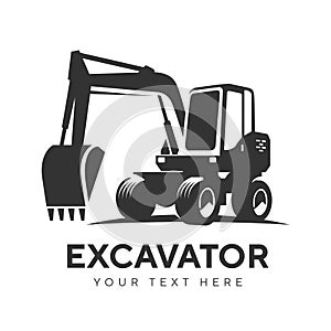 Excavator logo emblem on white background