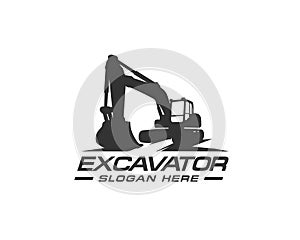 Excavator logo template vector. Heavy equipment logo vector for construction company. Creative excavator illustration for logo