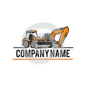 Excavator logo template vector. Heavy equipment logo vector for construction company