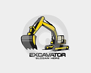 Excavator logo template vector. Heavy equipment logo vector for construction company. Creative excavator illustration for logo