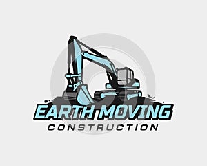 Excavator logo template vector. Heavy equipment logo vector for construction company. Creative excavator illustration for logo