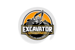 Excavator logo template vector. Heavy equipment logo vector for construction company. Creative excavator illustration for logo