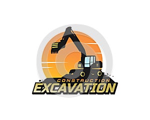 Excavator logo template vector. Heavy equipment logo vector for construction company. Creative excavator illustration for logo tem