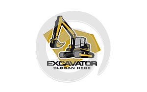 Excavator logo template vector. Heavy equipment logo vector for construction company. Creative excavator illustration for logo tem