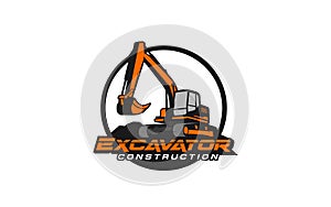 Excavator logo template vector. Heavy equipment logo vector for construction company. Creative excavator illustration for logo tem