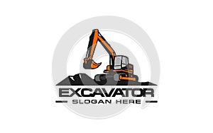 Excavator logo template vector. Heavy equipment logo vector for construction company. Creative excavator illustration for logo tem