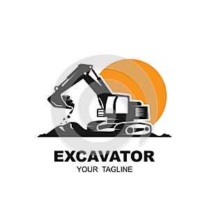 excavator logo vector icon illustration design