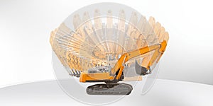 Excavator machine 360 angles in one