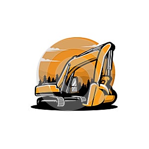 Excavator machine illustration vector isolated in white background