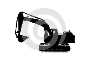excavator model silhouette, isolated on white background