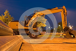 Excavator by night