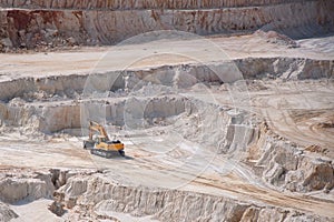 Kaolinite quarry with digger