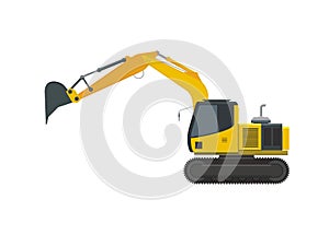 Excavator with opened arm. Simple flat illustration.