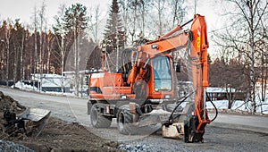 Excavator parked, Finland