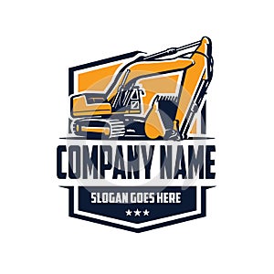 Excavator Ready Made Badge Emblem Logo Template Vector Isolated. Best for Excavating Related Logo