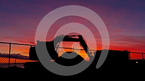 Excavator Red Sunset Silhouette