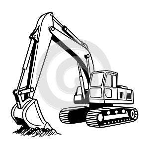 Excavator silhouette vector icon design