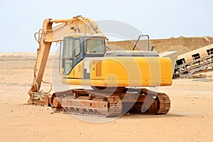 Excavator on site platform