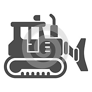 Excavator solid icon, heavy equipment concept, Backhoe sign on white background, Excavator with scoop icon in glyph